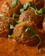 Handform Beefballs, Basil Tomato Sauce